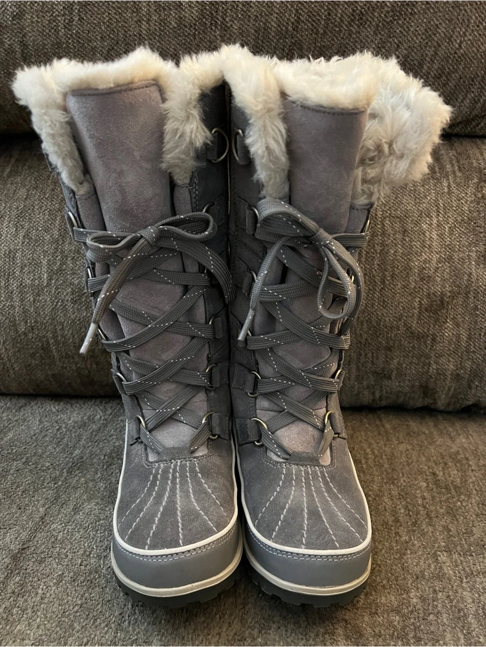 New SOREL Tivoli High II Suede Snow Boots - Charcoal Grey - Women's Size 7 NWOB